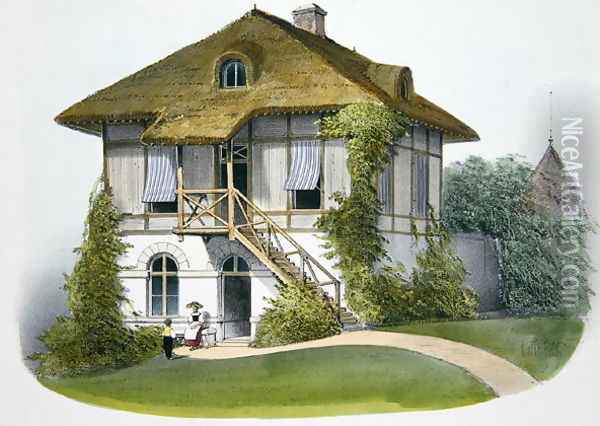 A House at Enghien, illustration from Habitations Champetres published Paris, c.1895 Oil Painting - Victor Jean-Baptiste Petit