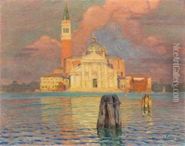 San Giorgio Maggiore Oil Painting - Ugo Flumiani