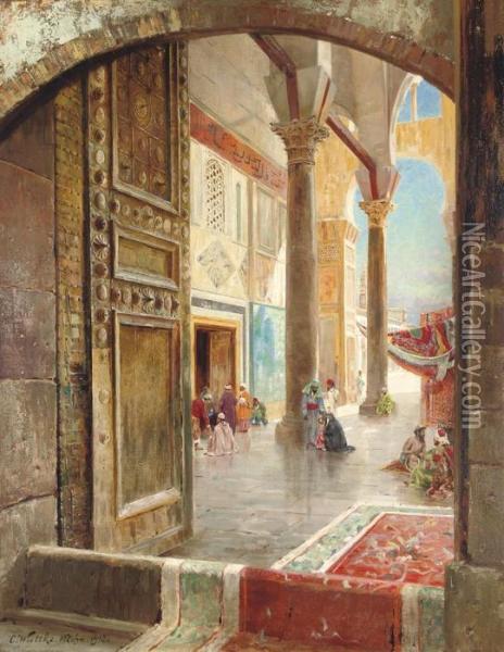 The Great Umayyad Mosque, Damascus Oil Painting - Carl Wuttke