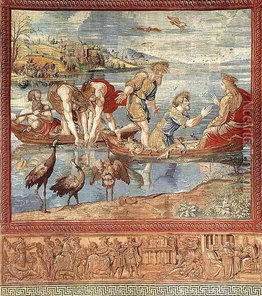 The Miraculous Draught of Fishes Oil Painting - Raffaelo Sanzio