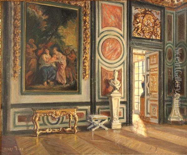 La Salle Des Gardes, Palais De Versailles Oil Painting - Charles Henry Tenre