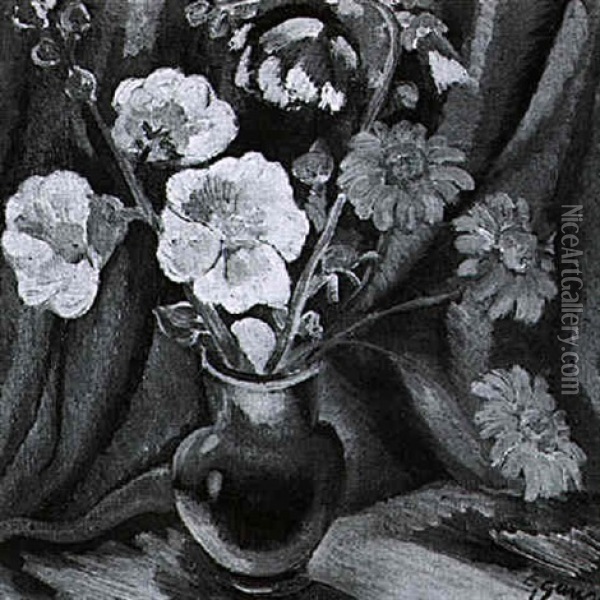 Still Life Of Flowers In A Vase Oil Painting - Emil Ganso