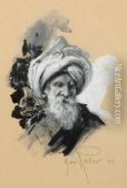 Brustportrait Eines Arabers Mit Weisem Turban Oil Painting - Max Friedrich Rabes