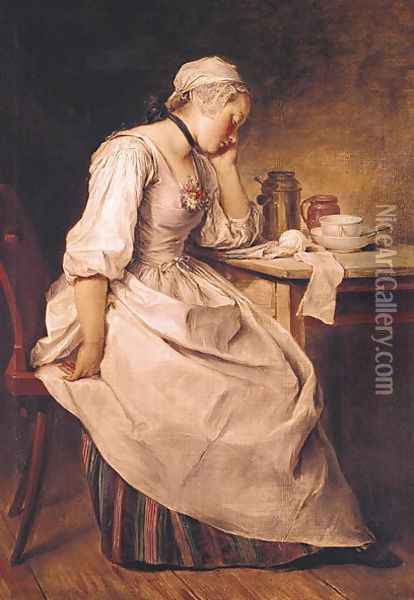 Young Woman Sleeping Oil Painting - Charles-Francois Hutin