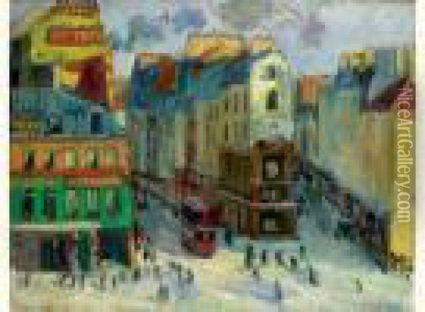 Paris, Scene De Rue Oil Painting - Georges Leon Dufrenoy