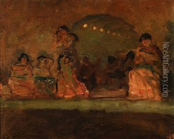 Dancing Scene From Paris Oil Painting - Julius Paulsen