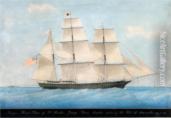 The Barque Black Swan Of South Shields, Commanded Oil Painting - Joseph Honore Maxime Pellegrin