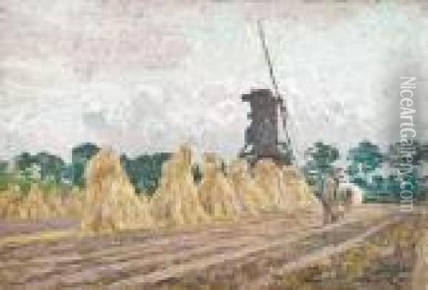 Zomerlandschap Met Ploegende Boer (1903) Oil Painting - Emile Claus