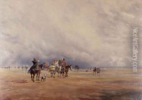 Lancaster Sands, Morecambe Bay (Treasures) 1842 Oil Painting - David Y. Cox