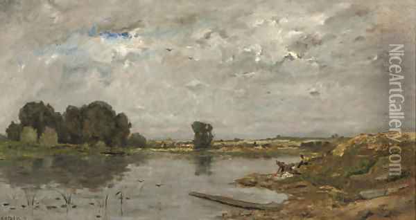 Washing in the river Oil Painting - Hippolyte Camille Delpy