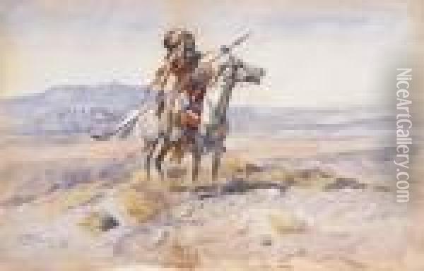 Indian On Horseback Oil Painting - Charles Marion Russell