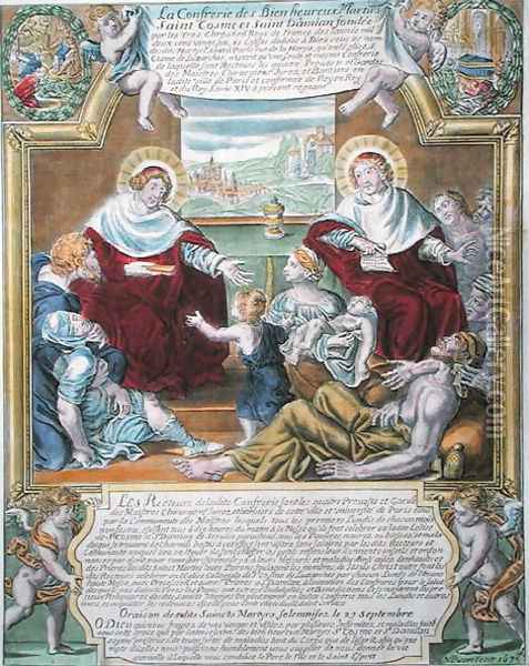 SS. Cosmas and Damian curing the poor, 1673 Oil Painting - N. Picart