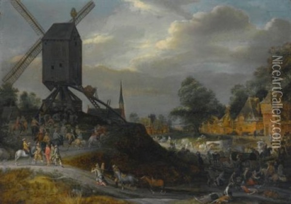 Sack Of A Flemish Village By Spanish Soldiers Oil Painting - Pieter Meulener
