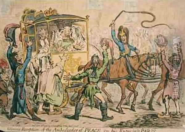 Glorious Reception of the Ambassador of Peace on his Entry into Paris 2 Oil Painting - James Gillray