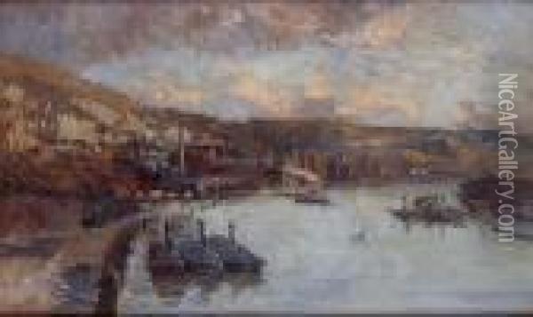 La Seine Aux Environs De Rouen, Circa 1900-1905. Oil Painting - Albert Lebourg