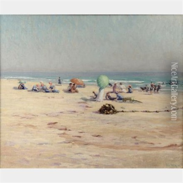 Pasadena Beach Scene Oil Painting - Harold Streator