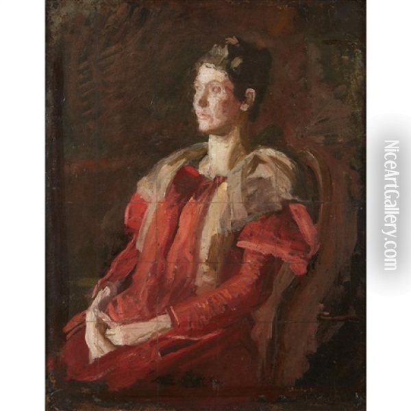 Study For The Portrait Of Mrs. Charles L. Leonard Oil Painting - Thomas Eakins