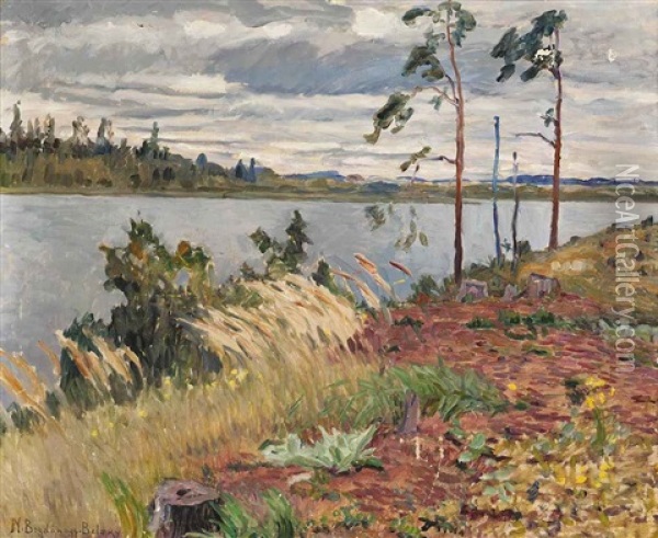 The River Daugava Oil Painting - Nikolai Petrovich Bogdanov-Bel'sky