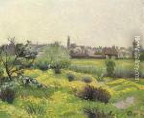 Buttercups, Colchester Oil Painting - Lucien Pissarro