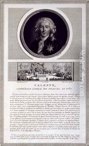 Charles Alexandre de Calonne 1734-1802 general controller of the finances of Louis XVI 1754-93 engraved by Charles Levachez fl.1760-1820 and The Assembly of the Notables, by Jean Duplessi Bertaux 1747-1819 1801 Oil Painting - Elisabeth Vigee-Lebrun