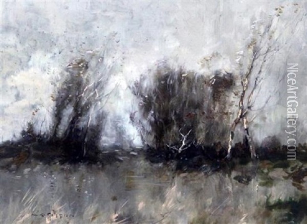 Windy Landscapes (a Pair) Oil Painting - William Alfred Gibson