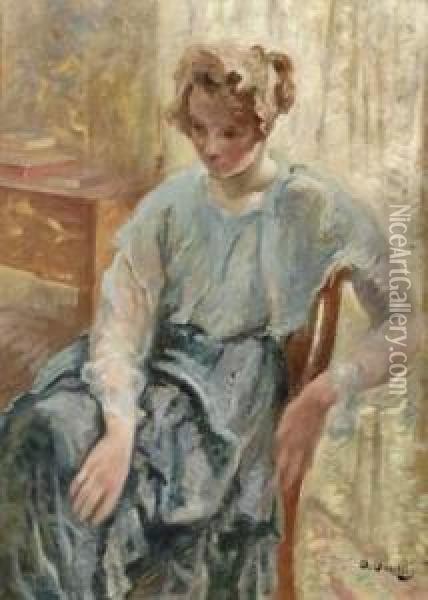 Femme Pensive Oil Painting - Otto Vautier