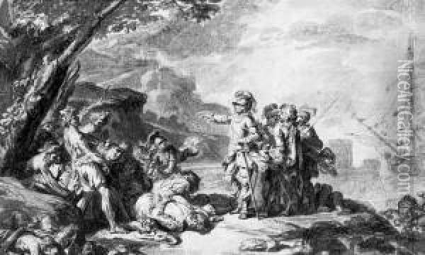 Scene Entre Indiens Et Conquistadors En Amerique Oil Painting - Philip Jacques de Loutherbourg