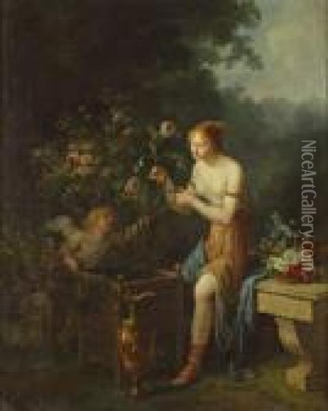 Venus Et L'amour Jardinant Oil Painting - Marguerite Gerard