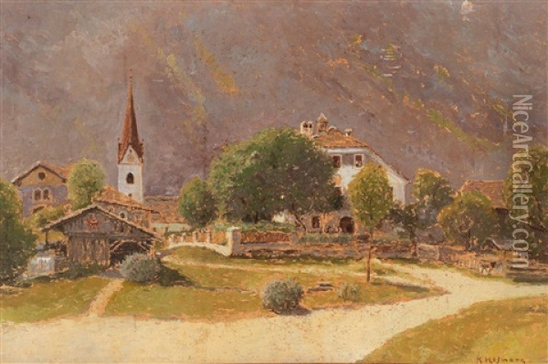 View Of Amlach Oil Painting - Karl Hofmann