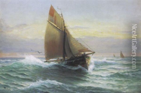 Fishing Boats Oil Painting - William Ritschel