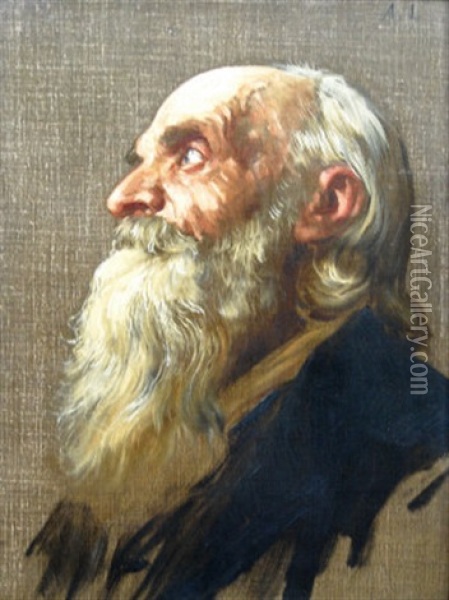 Old Man (head Study) Oil Painting - Alphonse Legros
