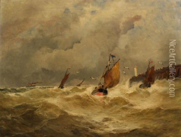 Boats At Sea Oil Painting - Emile Maillard