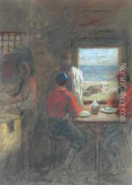 Figures At A Window, Messina Oil Painting - George Clark Stanton