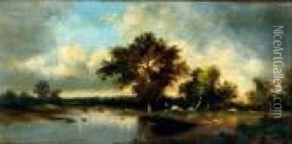 Paysage Lacustre Oil Painting - Ernest Georges Berges