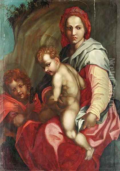 The Madonna and Child with the infant Saint John the Baptist Oil Painting - Andrea Del Sarto