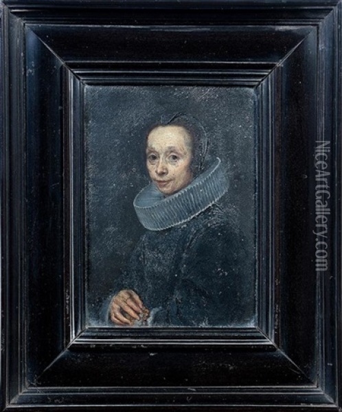 Portrait De Femme A La Fraise Oil Painting - Gonzales Coques
