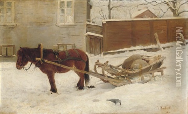 A Horse And Sleigh Oil Painting - Konstantin Egorovich Makovsky