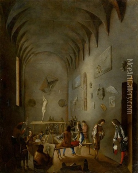 Akademie Der Kunstler Oil Painting - Johann Heinrich Schoenfeldt