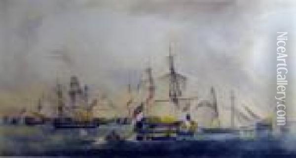 Battleof Trafalgar - In The Rear Oil Painting - Robert Dodd