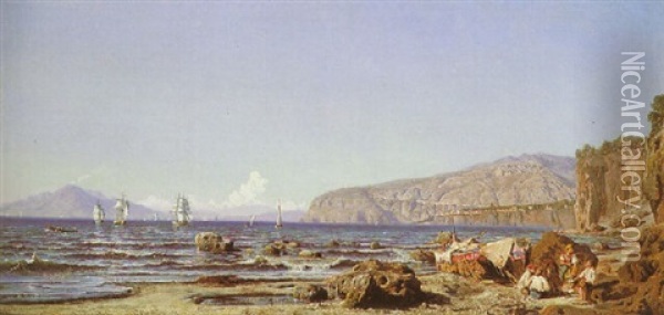 The Bay Of Capri Oil Painting - Harald-Adof-Nikolaj Jerichau