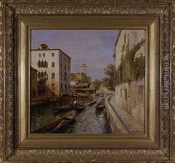 Canal In Venice Oil Painting - Herman Herzog