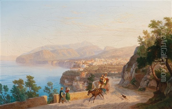 A View Of Sorrento Oil Painting - Carl (Karl) Wilhelm Goetzloff