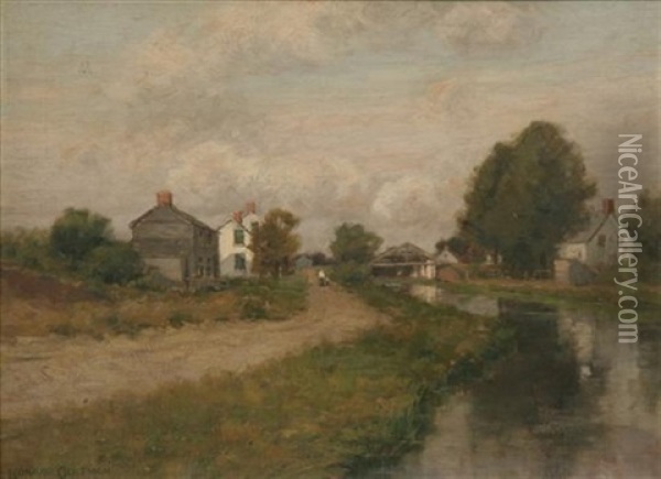 On The Morris & Essex Canal Oil Painting - Leonard Ochtman