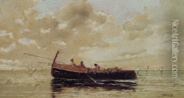 Barca Di Pescatori Oil Painting - Riccardo Pellegrini