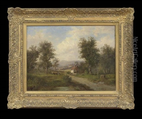 Village Scene Oil Painting - Giovanni Bartolena