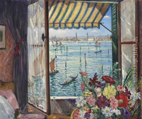 From A Venetian Window Oil Painting - Christopher Richard Wynne Nevinson