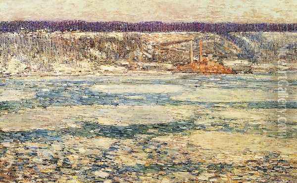 Ice on the Hudson Oil Painting - Frederick Childe Hassam