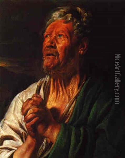 Studienkopf Eines Apostels Oil Painting - Jacob Jordaens