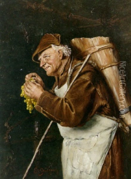 Sampling The Harvest Oil Painting - Eduard von Gruetzner