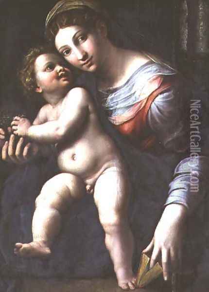 Madonna and Child, c.1530-40 Oil Painting - Giulio Romano (Orbetto)